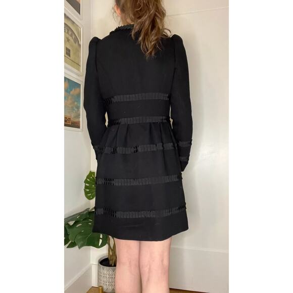 Anthropologie Leifsdottir Button Front Long Sleeve Embellished Coat Black 2 - Picture 3 of 13